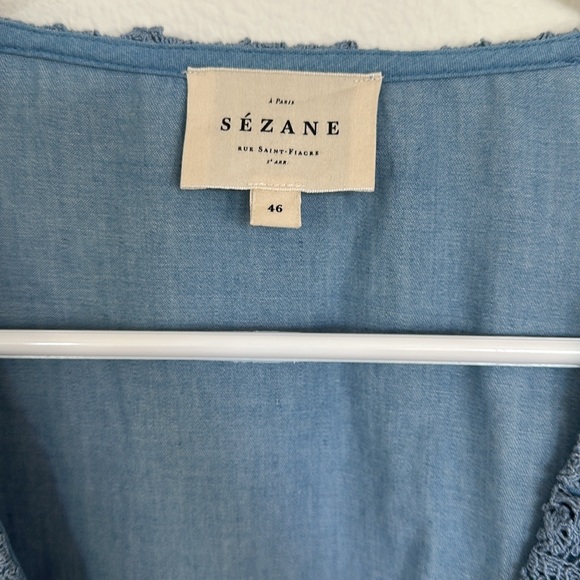 SEZANE ROSINE SHIRT CHAMBRAY size 46/14 - Picture 8 of 9